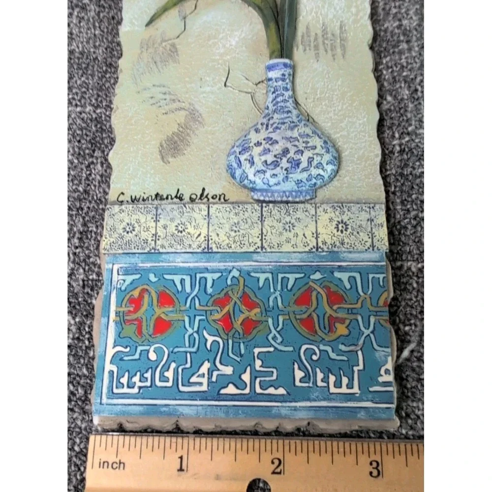 C Winterle Olson 3D Floral Wall Hanging Plaque Tile French Country Resin